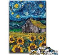 Puzzle 1000 pièces pour Adultes et Adolescents Van Gogh Tournesols la Nuit pour Les 14 Ans et Plus Jeu intellectuel Cadeaux d'anniversaire de Noël 26x38cm
