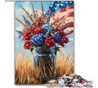Puzzle 1000 pièces pour Adultes et Adolescents Vase Drapeau américain, Jouet éducatif et décompressant, idéal comme Cadeau pour Toute la Famille (Taille 50x75cm)