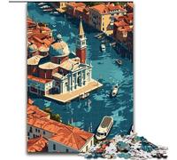 Puzzle 1000 pièces pour Adultes et Adolescents Venise Vue du Ciel, Jouets Anti-Stress, Cadeaux d'anniversaire et Cadeaux Uniques pour Les 14 Ans et Plus, 50x75cm