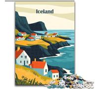 Puzzle 1000 pièces pour Adultes et Adolescents, Village côtier islandais, Jouets éducatifs, Jeux Anti-Stress, Interaction Parent-Enfant, 50x75cm