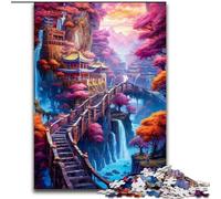Puzzle 1000 pièces pour Adultes et Adolescents Village Fantastique Falaise, Jouets éducatifs et Anti-Stress pour l'interaction Parent-Enfant (Taille 26x38cm)