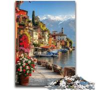 Puzzle 1000 pièces pour Adultes et Adolescents Village Italien Aide Le Cerveau à exercer des Jouets addictifs pour cultiver la Patience Interaction Parent-Enfant 26x38cm