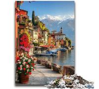 Puzzle 1000 pièces pour Adultes et Adolescents Village Italien Aide Le Cerveau à exercer des Jouets addictifs pour cultiver la Patience Interaction Parent-Enfant 50x75cm