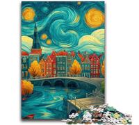 Puzzle 1000 pièces pour Adultes et Adolescents Ville sous Le Ciel Nocturne pour Les 14 Ans et Plus Jeu Impossible Cadeau d'anniversaire de Noël 26x38cm