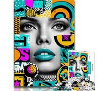 Puzzle 1000 pièces pour Adultes et Adolescents, Visage Artistique, Jouet Anti-Stress pour Les Vacances, décoration d'intérieur (Taille 38x26cm)