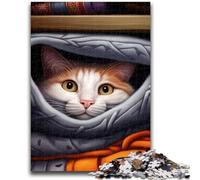 Puzzle 1000 pièces pour Adultes et Adolescents, Visage de Chat drôle, Animal Mignon, Jouet éducatif Anti-Stress, Interaction Parent-Enfant, pour Les Enfants de 14 Ans et Plus, 26x38cm