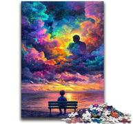 Puzzle 1000 pièces pour Adultes et Adolescents, Visage Humain, Nuage coloré, Jeux éducatifs, décoration d'intérieur, Cadeaux Uniques, 38x26cm