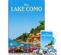 Puzzle 1000 pièces pour Adultes et Adolescents : Visite du lac de Côme, Aide Le Cerveau à exercer des Jouets addictifs pour cultiver la Patience, décoration Murale (75x50cm)