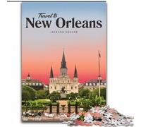 Puzzle 1000 pièces pour Adultes et Adolescents Visitez la Nouvelle-Orléans Jeu Familial Soulagement du Stress Défi Difficile Cadeaux du Père Noël Secret (50x75cm) 1000 pièces