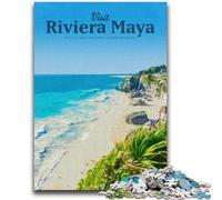 Puzzle 1000 pièces pour Adultes et Adolescents Visitez la Riviera Maya Puzzles pour Adolescents, avec Affiche et fiche de Questions correspondantes pour Les 14 Ans et Plus (50x75cm)