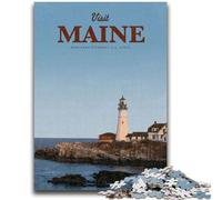 Puzzle 1000 pièces pour Adultes et Adolescents Visitez Le Maine Jouet éducatif Anti-Stress Cadeaux du Père Noël Secret pour Les 14 Ans (Taille 38x26cm)