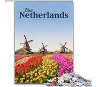 Puzzle 1000 pièces pour Adultes et Adolescents Visitez Les Pays-Bas pour et à partir de 14 Ans Jouez aux Jouets Car C'est idéal comme Cadeau pour Toute la Famille (50x75cm) 1000 pièces