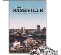 Puzzle 1000 pièces pour Adultes et Adolescents Visitez Nashville Aidez Le Cerveau à exercer Jouets addictifs pour cultiver la Patience Décoration Parfaite (38x52cm) 1000 pièces
