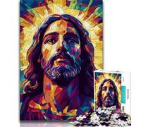 Puzzle 1000 pièces pour Adultes et Adolescents, vitrail Jésus, Art au Fusain, pour Une Escapade relaxante, décoration d'intérieur, 38x26cm