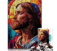 Puzzle 1000 pièces pour Adultes et Adolescents, vitrail Jésus, Jeux éducatifs, décoration d'intérieur, Jeu éducatif pour Anniversaire, Noël (38x26cm)