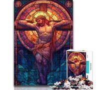 Puzzle 1000 pièces pour Adultes et Adolescents, vitrail Jésus, Jouet éducatif, Jeux familiaux Amusants, décoration d'intérieur Unique, 26x38cm