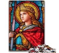 Puzzle 1000 pièces pour Adultes et Adolescents Vitrail Saint A Aide Le Cerveau à exercer Jouets addictifs pour cultiver la Patience Cadeau pour Les Anniversaires 26x38cm