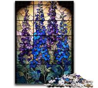 Puzzle 1000 pièces pour Adultes et Adolescents, vitraux, Fleurs, Puzzle 1000 pièces, Jeu Stimulant, idéal comme Cadeau pour Toute la Famille (38x26cm)