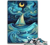 Puzzle 1000 pièces pour Adultes et Adolescents voilier sous Le Ciel Nocturne Stimule Le Cerveau Jouets addictifs pour cultiver la Patience Interaction Parent-Enfant 26x38cm
