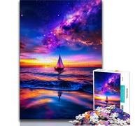 Puzzle 1000 pièces pour Adultes et Adolescents voilier sur la mer sous la Galaxie, Jeu intéressant pour réduire Le Stress et interagir avec Les Parents (Taille 75x50cm)