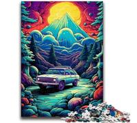 Puzzle 1000 pièces pour Adultes et Adolescents Voiture néon dans la Nature Jeu Familial Soulagement du Stress Défi Difficile Cadeaux du Père Noël Secret 26x38cm