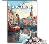 Puzzle 1000 pièces pour Adultes et Adolescents, Voyage à Amsterdam, Jouet éducatif et intellectuel décompressant, Cadeaux du Père Noël Secret (38x52cm), 1000 pièces