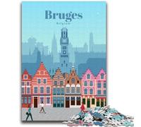 Puzzle 1000 pièces pour Adultes et Adolescents Voyage à Bruges Difficile à compléter mais Amusant et Humoristique Jeu éducatif pour Anniversaire (Taille 38x52cm)