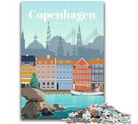 Puzzle 1000 pièces pour Adultes et Adolescents Voyage à Copenhague pour Un Jeu éducatif, Un défi, Une décoration intérieure Unique et des Cadeaux (Taille 38x52cm)