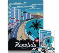 Puzzle 1000 pièces pour Adultes et Adolescents, Voyage à Honolulu, Hawaï, Jouets éducatifs et Jeux familiaux pour renforcer l'amour Entre Couples (38x26cm)
