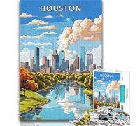 Puzzle 1000 pièces pour Adultes et Adolescents, Voyage à Houston, Texas, Anti-Stress, Vacances à la Maison, Passe-Temps, Amour Entre Couples (38x26cm)