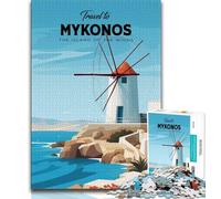 Puzzle 1000 pièces pour Adultes et Adolescents, Voyage à Mykonos, Jouets éducatifs, Jeux Anti-Stress, Cadeaux d'anniversaire Uniques (75x50cm)