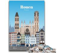 Puzzle 1000 pièces pour Adultes et Adolescents Voyage à Rouen Jouet éducatif Anti-Stress Cadeaux du Père Noël Secret pour Les 14 Ans (Taille 50x75cm)