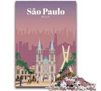 Puzzle 1000 pièces pour Adultes et Adolescents Voyage à São Paulo Jouet éducatif Anti-Stress Cadeaux du Père Noël Secret pour Les 14 Ans (Taille 50x75cm)