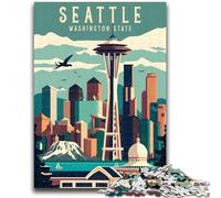 Puzzle 1000 pièces pour Adultes et Adolescents, Voyage à Seattle, Washington, Jouet éducatif Anti-Stress, Cadeaux du Père Noël Secret pour Les 14 Ans (Taille 50x75cm)