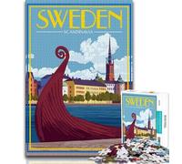 Puzzle 1000 pièces pour Adultes et Adolescents, Voyage en Scandinavie et Suède, Anti-Stress, Vacances à la Maison, Passe-Temps, Amour Entre Couples (38x26cm)