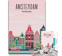 Puzzle 1000 pièces pour Adultes et Adolescents, Voyage Vintage à Amsterdam, Anti-Stress, Vacances à la Maison, Passe-Temps, Amour Entre Couples (75x50cm)