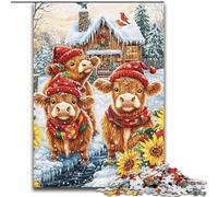 Puzzle 1000 pièces pour Adultes et Adolescents, Yak de Noël, décoration Murale Artistique et idée Cadeau d'anniversaire pour Amis, Bureau à Domicile (Taille 26x38cm)