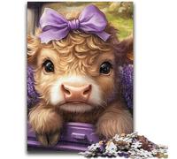 Puzzle 1000 pièces pour Adultes et Adolescents Yak en Lavande Design Vibrant et Unique Expérience de Puzzle relaxante et stimulante 38x26cm