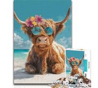 Puzzle 1000 pièces pour Adultes et Adolescents Yak Portant des Lunettes, Art au Fusain, pour Une Escapade relaxante et Une décoration d'intérieur (75x50cm)