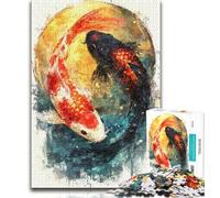 Puzzle 1000 pièces pour Adultes et Adolescents Yin Yang Koi, Difficile, décoration Murale, Cadeaux d'anniversaire et de Noël Uniques, Convient pour et 14 38x26cm
