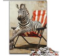 Puzzle 1000 pièces pour Adultes et Adolescents Zèbre Assis sur Une Chaise, Jouet éducatif et décompressant, Cadeau d'anniversaire, Cadeaux (Taille 50x75cm)