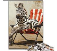 Puzzle 1000 pièces pour Adultes et Adolescents Zèbre Assis sur Une Chaise, Jouets Anti-Stress, décoration d'intérieur Unique et Cadeaux pour Les 14 Ans (Taille 26x38cm)