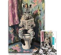 Puzzle 1000 pièces pour Adultes et Adolescents Zèbre sur Les Toilettes, Jeu éducatif et Stimulant pour Toute la Famille, pour Anniversaire et Noël (75x50cm)