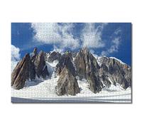 Puzzle 1000 pièces pour Adultes et Enfants Mont Blanc Chamonix Alpes France Jeu de Puzzle pour Cadeaux Décoration de la Maison Souvenirs de Voyage spéciaux 52x38CM