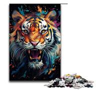 Puzzle 1000 pièces pour Adultes et Enfants par Jigsaw Colorful Psychedelic Splash Color Tiger Puzzles pour Adultes Puzzle en Bois 1000 PCS (75x50cm)