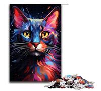 Puzzle 1000 pièces pour Adultes et Enfants par Jigsaw Puzzles colorés psychédéliques de Chat Siamois pour Adultes Puzzle en Bois 1000 pièces (75x50cm)