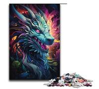 Puzzle 1000 pièces pour Adultes et Enfants par Jigsaw Puzzles Dragon Fantasy psychédéliques colorés pour Adultes Puzzle en Bois 1000 pièces (38x26cm)