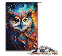 Puzzle 1000 pièces pour Adultes et Enfants par Jigsaw Puzzles hiboux psychédéliques colorés pour Adultes Puzzle en Bois 1000 pièces (38x26cm)
