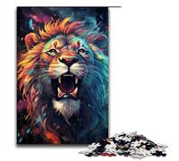 Puzzle 1000 pièces pour Adultes et Enfants par Jigsaw Puzzles Lion des Neiges Psychédéliques Colorés pour Adultes Puzzle en Bois 1000 PCS (75x50cm)