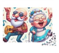 Puzzle 1000 pièces pour Adultes et Famille Danse Couple Âgé - Couple Danse et Chante joyeusement, épais, Robuste, qualité supérieure, Difficile, Antidote au Stress, Jeu 70x50cm/1000pcs